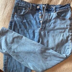 Colorblock Button-Up Denim Jeans